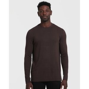 True Classic Waffle Long Sleeve Crew Neck Dark Oak Brown Size M